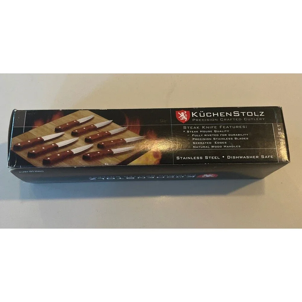 KuchenStolz STAINLESS STEEL 8 Piece Steak Knife Set made in GERMANY - wood